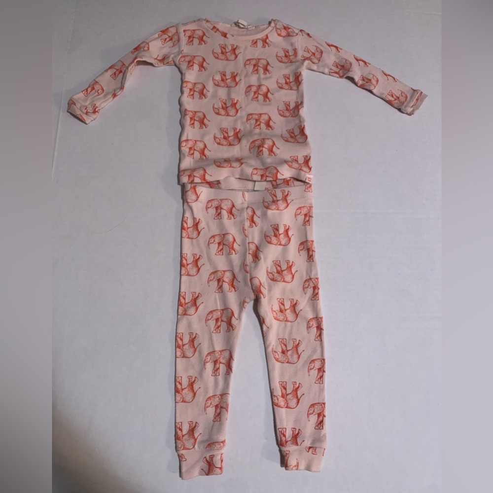 Baby Gap long sleeve pajama set Pink Elephant pattern 18-24 months girls